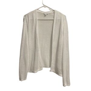 J. Jill Open Front Cardigan Sweater White Lightweight Linen/Viscose